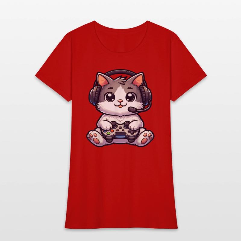 Cute Gaming Cat Playing Console Video Game