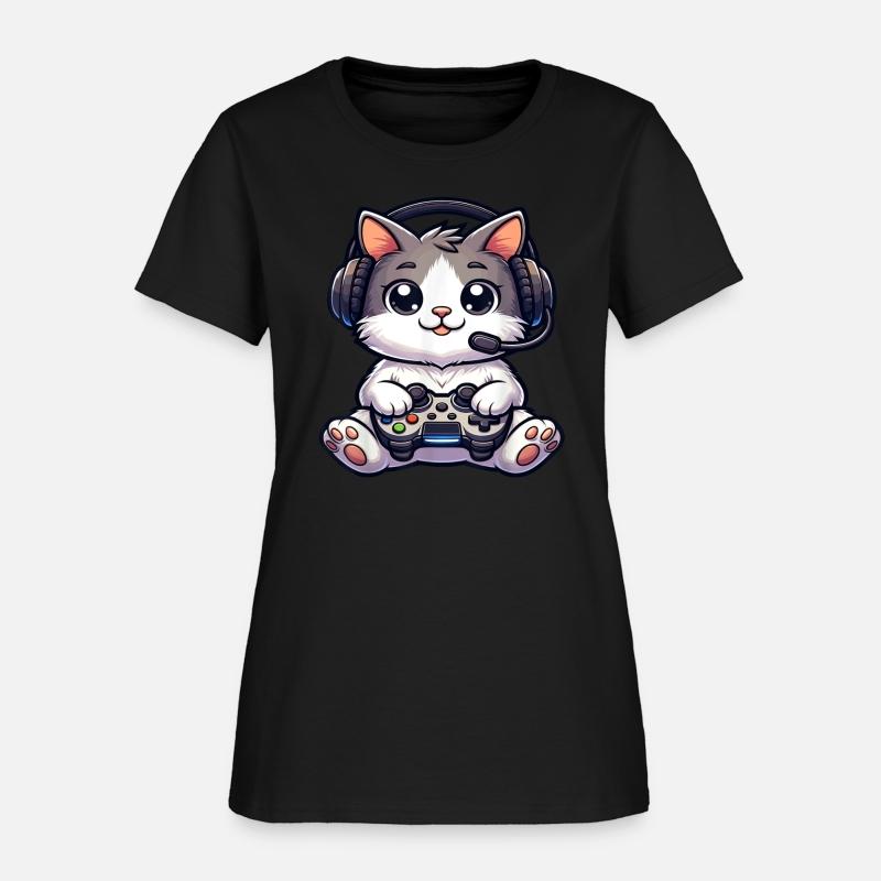 Cute Gaming Cat Playing Console Video Game