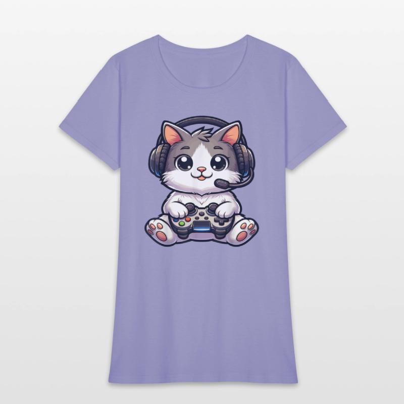 Cute Gaming Cat Playing Console Video Game