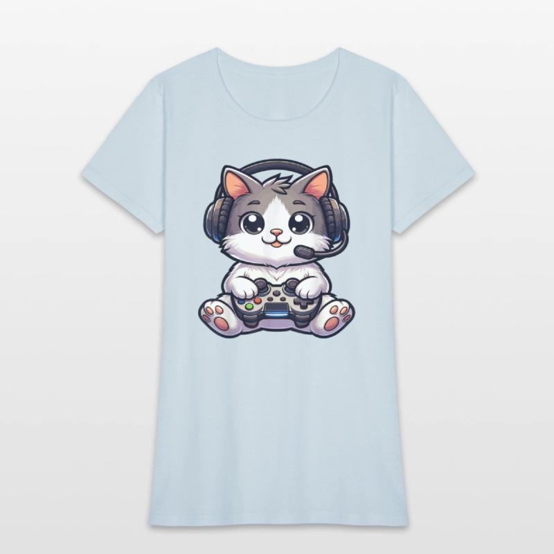 Cute Gaming Cat Playing Console Video Game