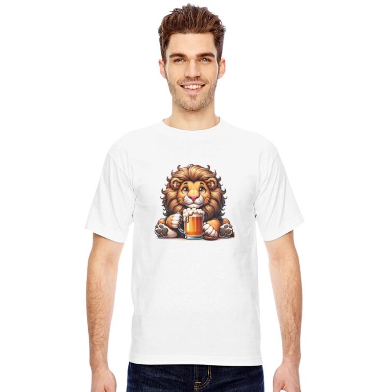Cute Lion Drinking Beer