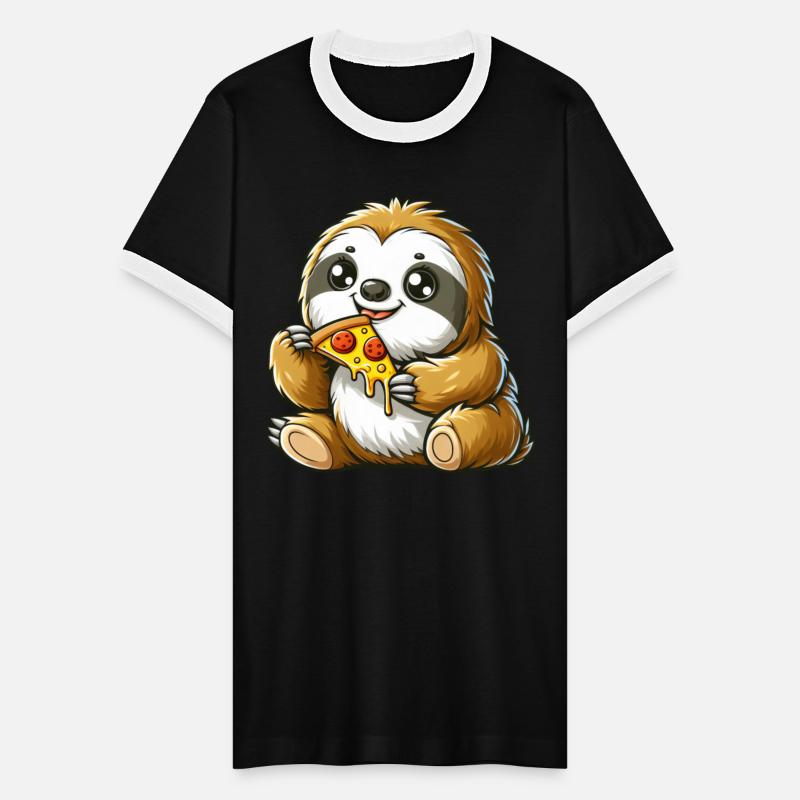 Cute Sloth Enjoying Pizza Cartoon