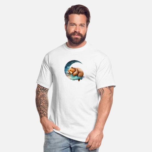 Cute Teddy Bear Sleeping on the Crescent Moon