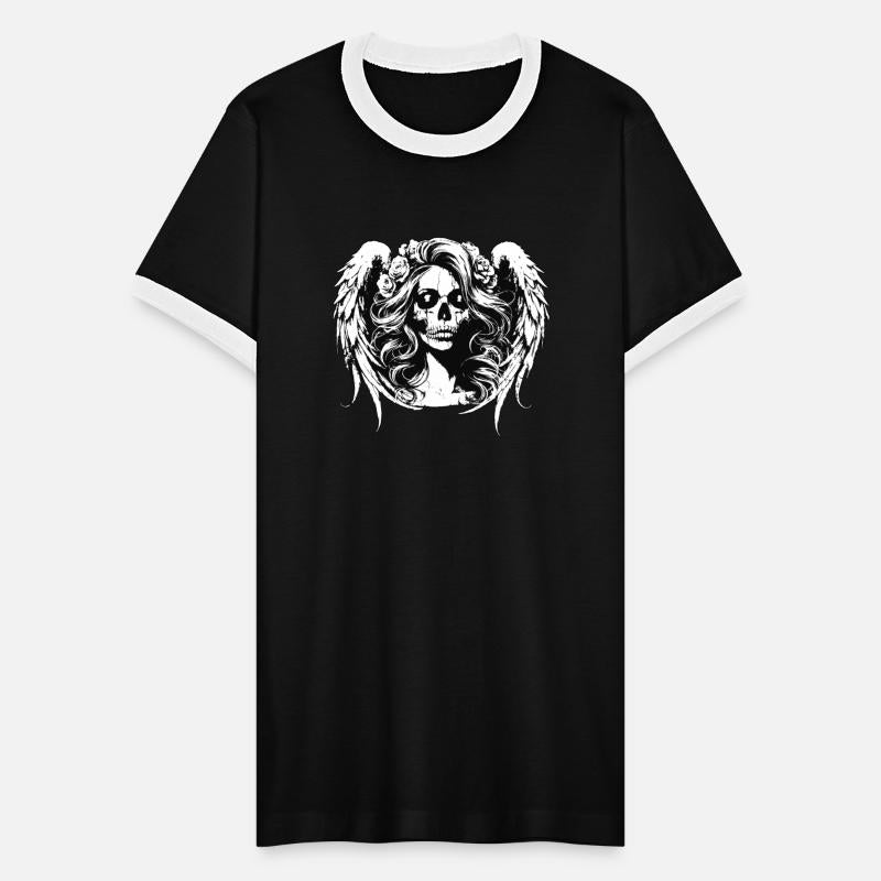 Dark Art Skull Angel Face with Wings Horror Grunge