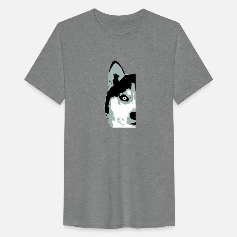 Dog White Husky Half Face Head Beautiful Cool Fun