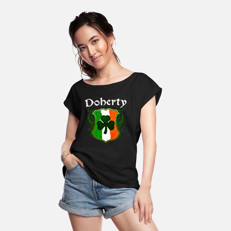 Doherty Irish Surname Ireland Flag Shield Shamrock