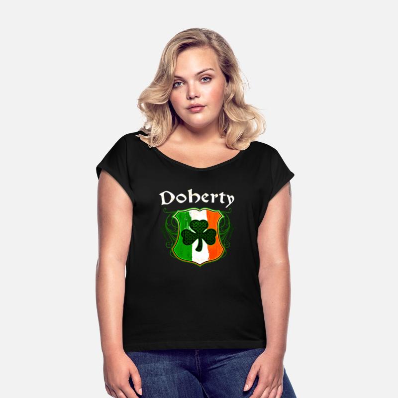 Doherty Irish Surname Ireland Flag Shield Shamrock