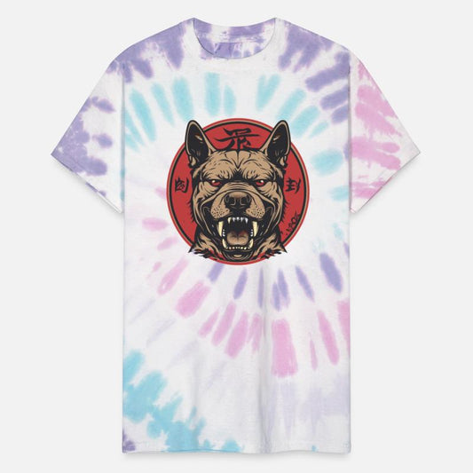 Fierce Dog Head with Red Circle and Fangs