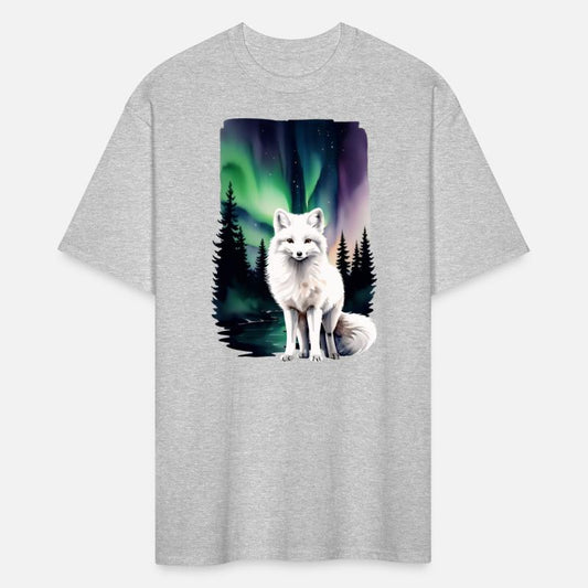 Fluffy Arctic Fox with Northern Lights