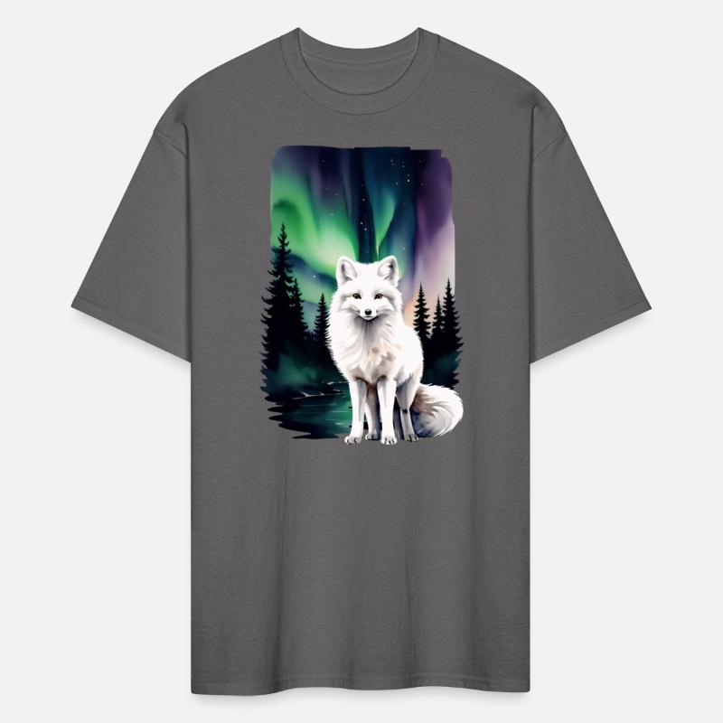 Fluffy Arctic Fox with Northern Lights