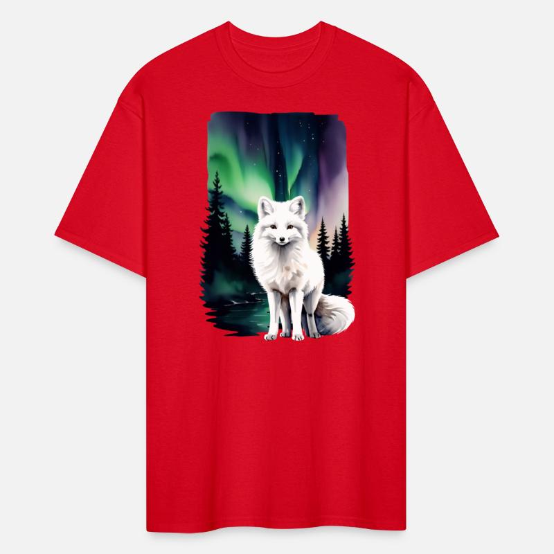 Fluffy Arctic Fox with Northern Lights