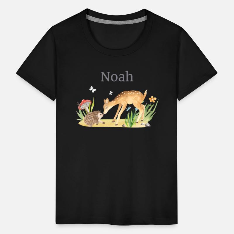 Forest Animal Deer Hedgehog Flowers Name Noah