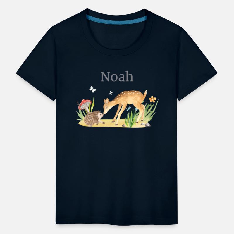 Forest Animal Deer Hedgehog Flowers Name Noah