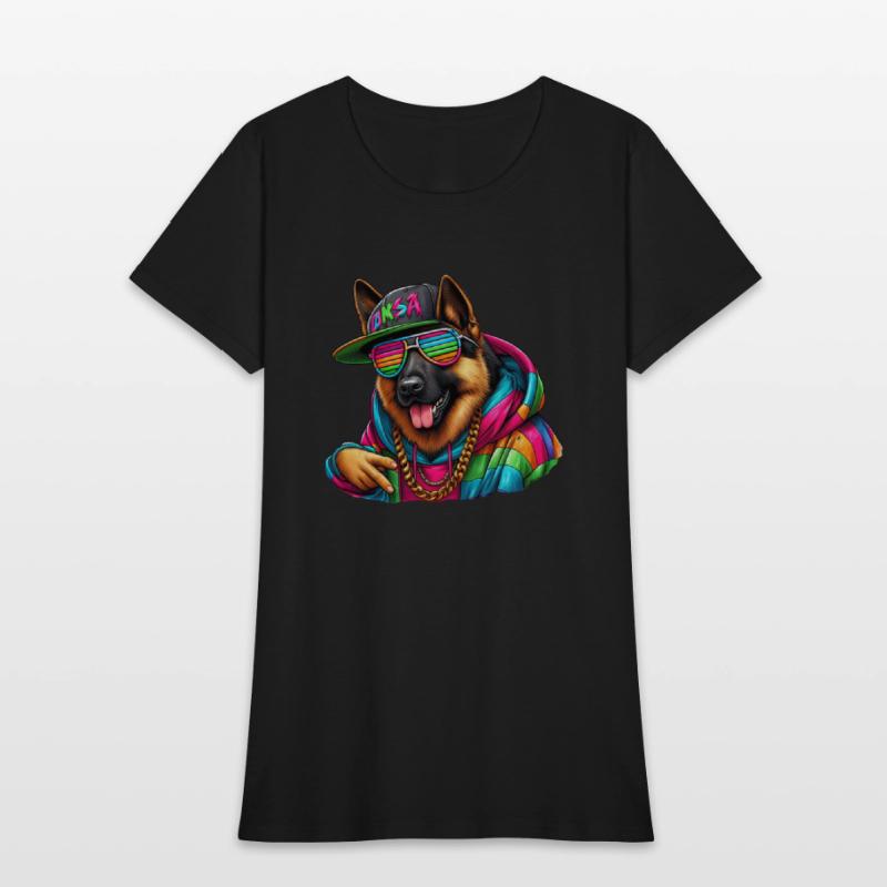 German Shepherd Wearing Rainbow Sunglasses