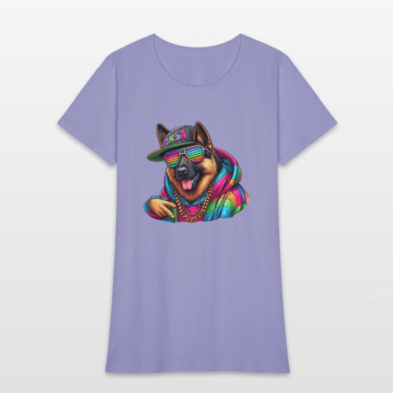 German Shepherd Wearing Rainbow Sunglasses