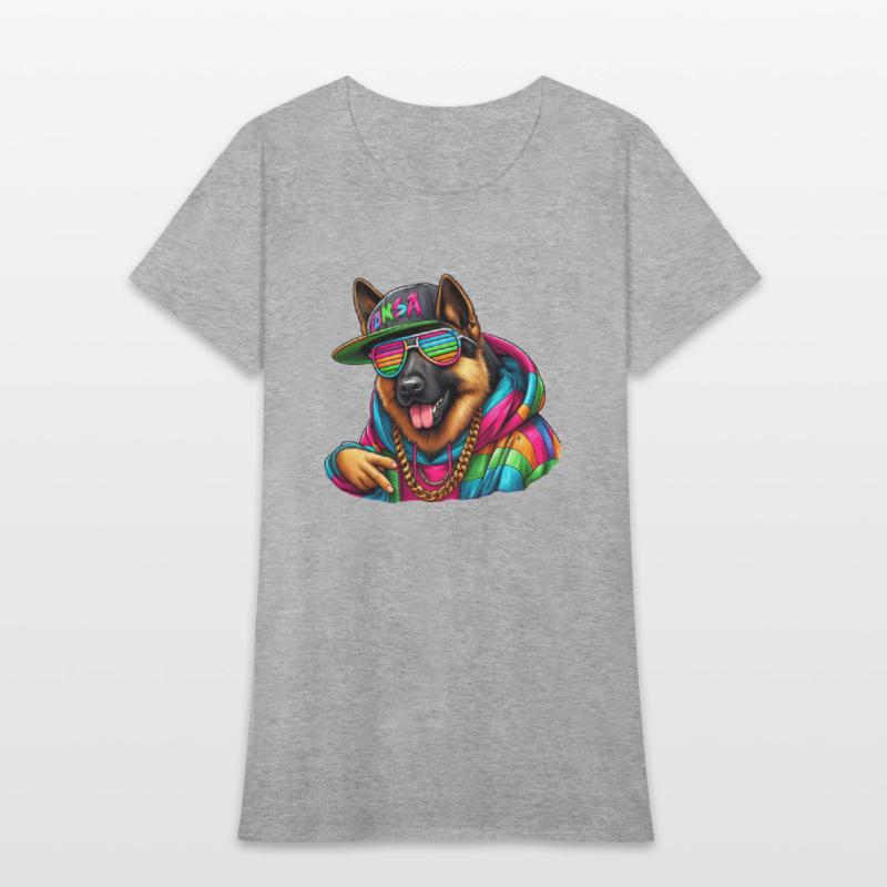 German Shepherd Wearing Rainbow Sunglasses