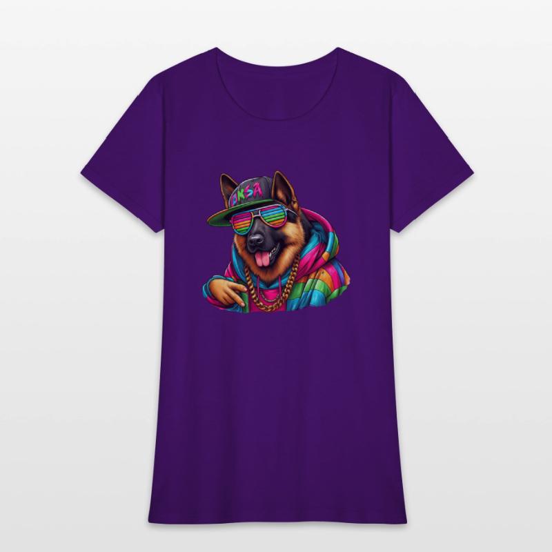 German Shepherd Wearing Rainbow Sunglasses