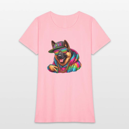 German Shepherd Wearing Rainbow Sunglasses