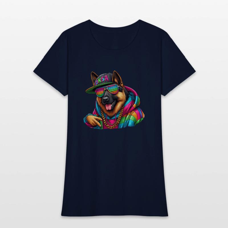 German Shepherd Wearing Rainbow Sunglasses