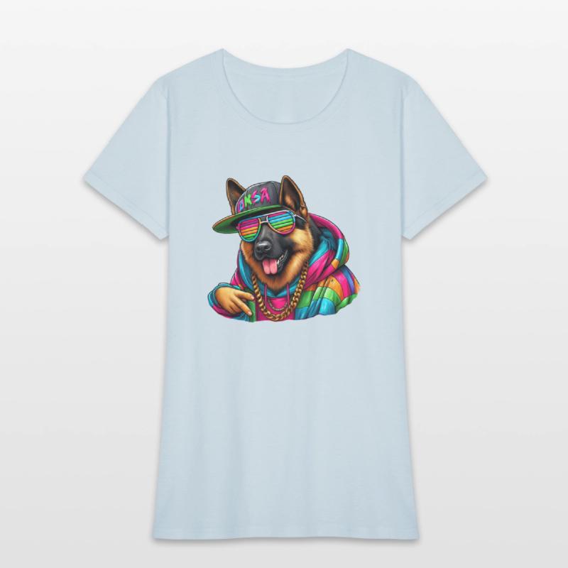 German Shepherd Wearing Rainbow Sunglasses