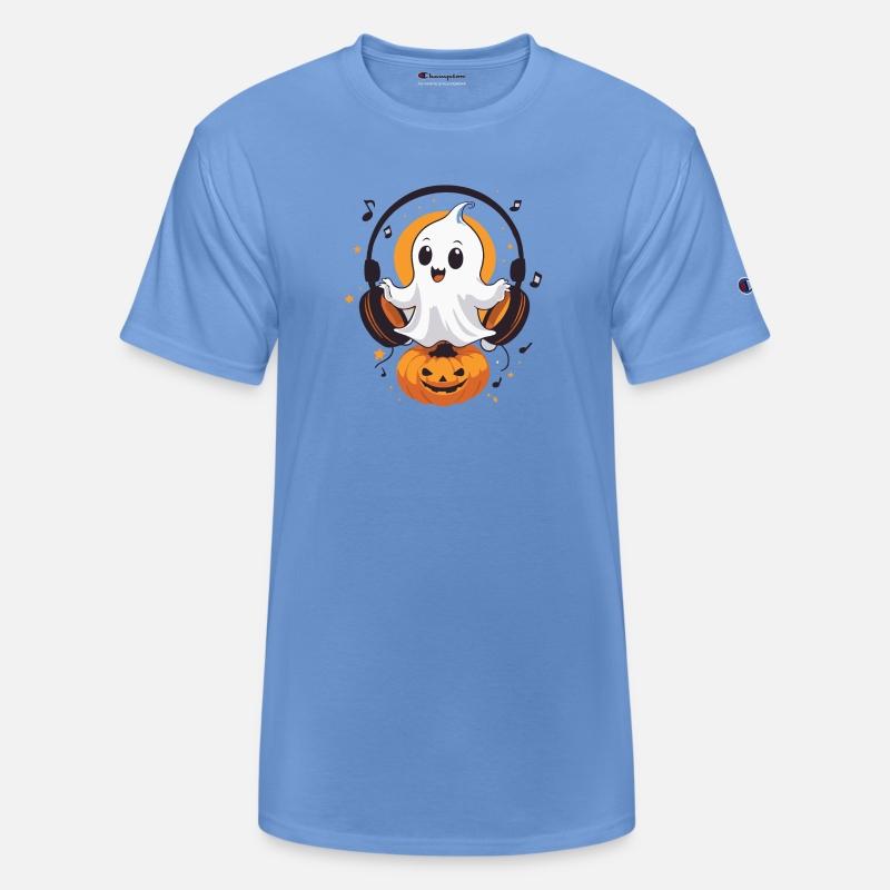 Ghost Listening to Tunes on Pumpkin - Halloween