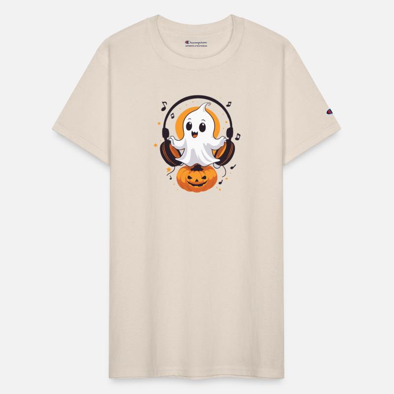 Ghost Listening to Tunes on Pumpkin - Halloween