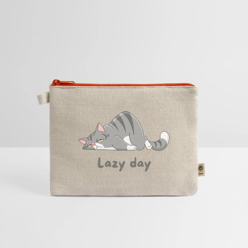 Gray Cat Cartoon with lazy day design