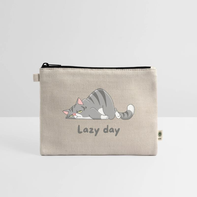 Gray Cat Cartoon with lazy day design