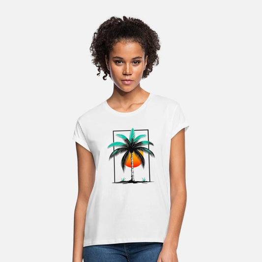 Grayscale Line Drawing Of A Central palm tree