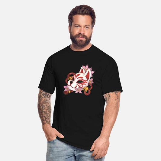 Great Kitsune Inari Kabuki mask with cherry blosso