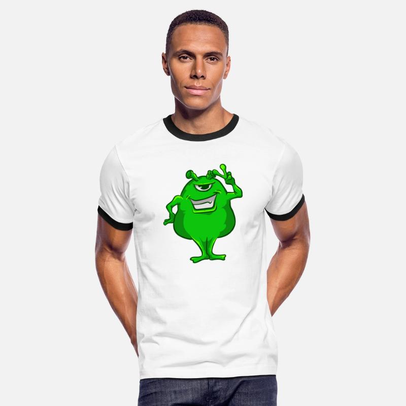 Green Alien Hand Peace Sign T-Shirt Cute One-Eyed
