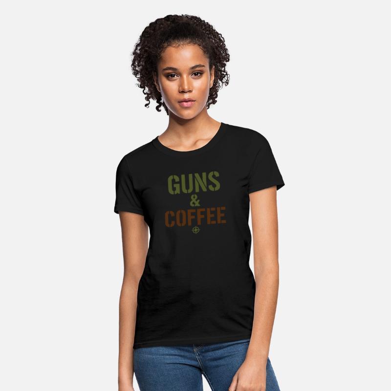 Guns Coffee Military Style Design Tee