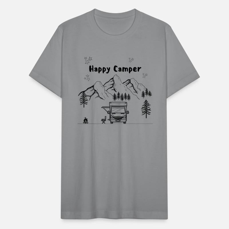 Happy Camper Motorhome Mountains Forest Stars