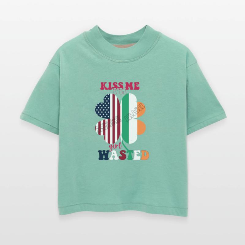 Kiss Me Im Irish Girl Wasted St.Patrick Day Clover