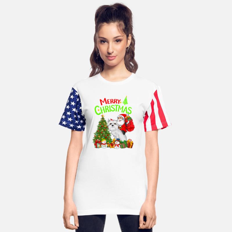 Maltese Dog Santa Riding Merry Christmas Tree