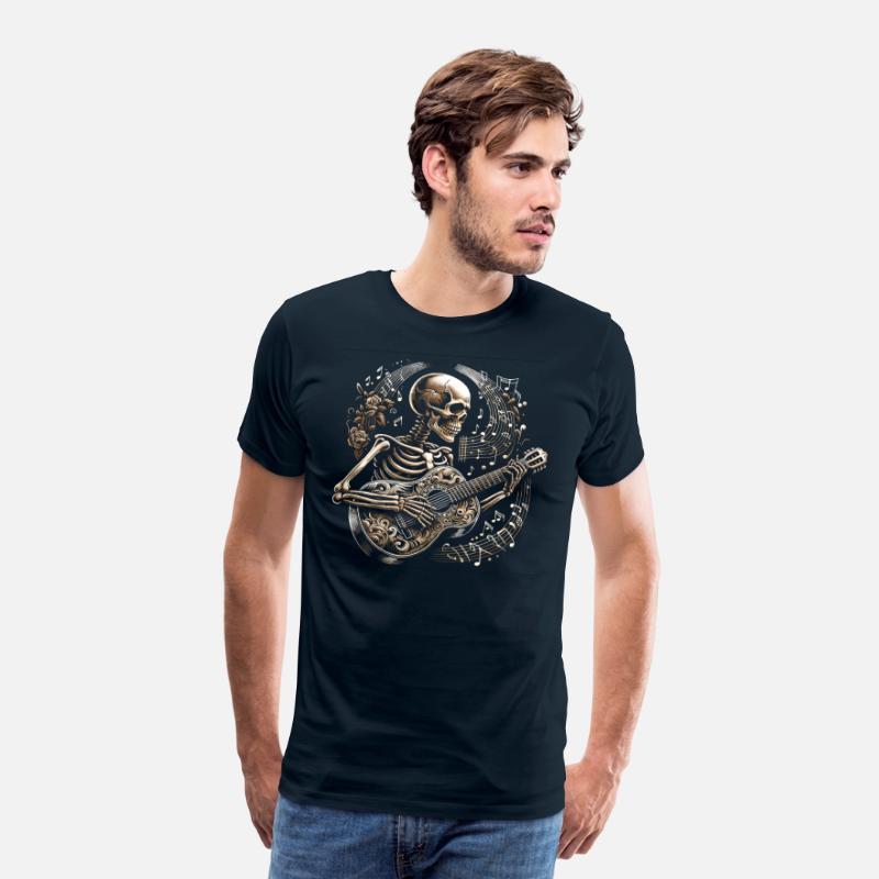 Melodic Bones: Guitarist Skeleton Tee