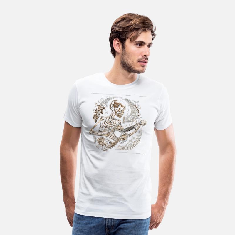 Melodic Bones: Guitarist Skeleton Tee