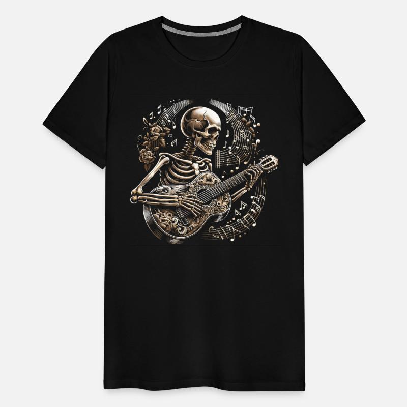 Melodic Bones: Guitarist Skeleton Tee