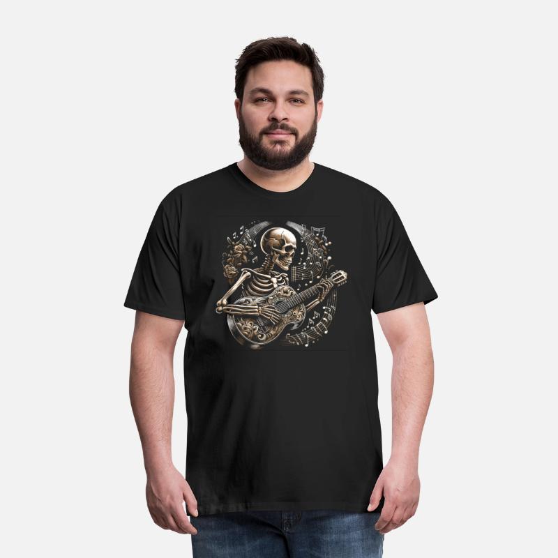Melodic Bones: Guitarist Skeleton Tee