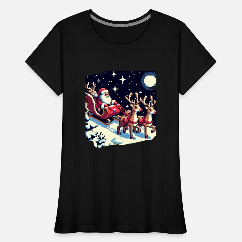 Pixel art scene of Santa s sleigh and reindeer