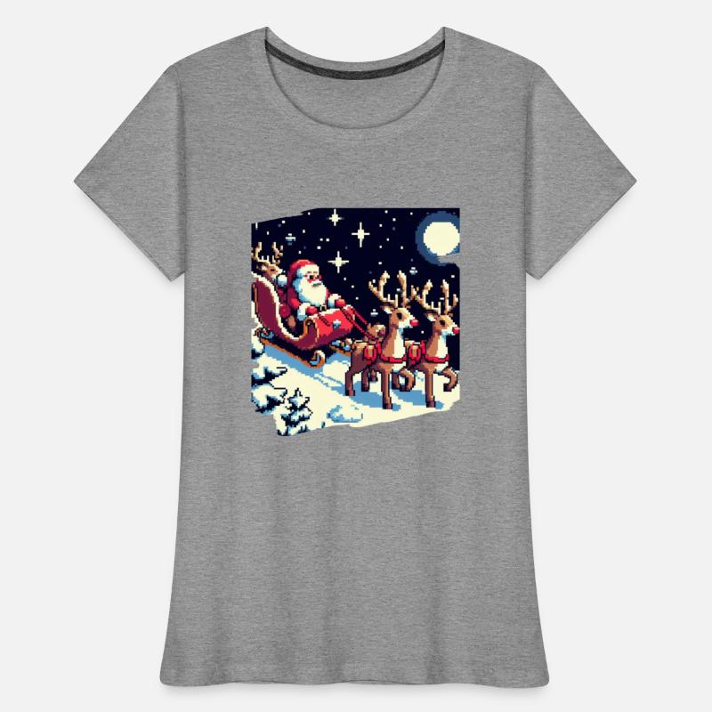 Pixel art scene of Santa s sleigh and reindeer