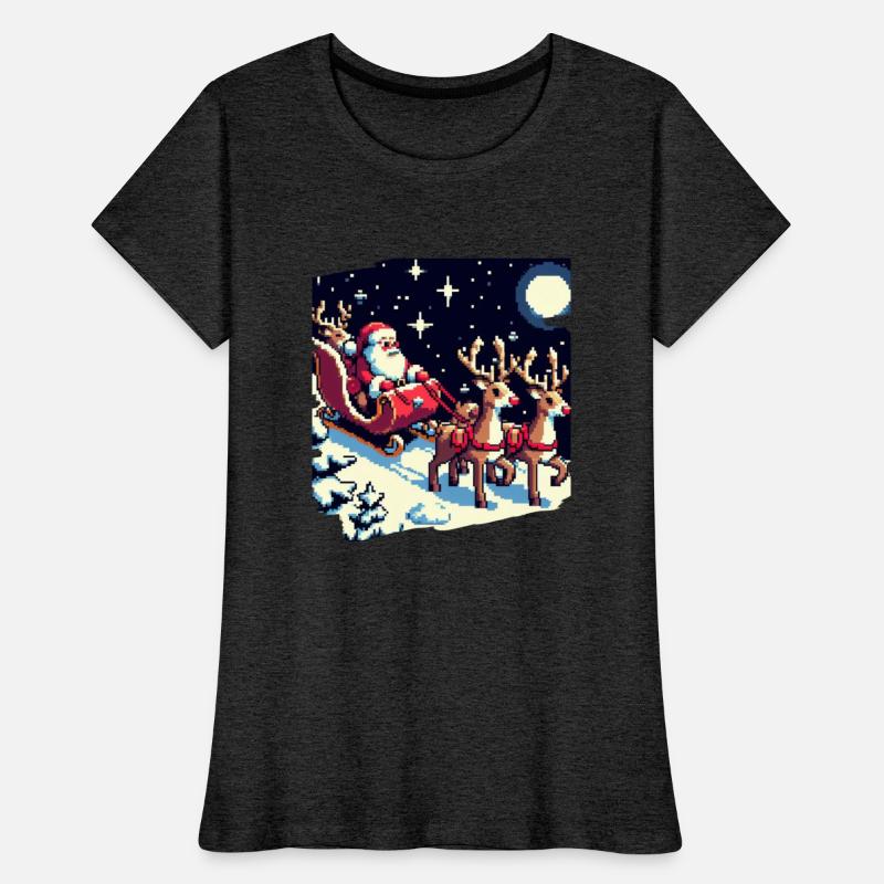 Pixel art scene of Santa s sleigh and reindeer