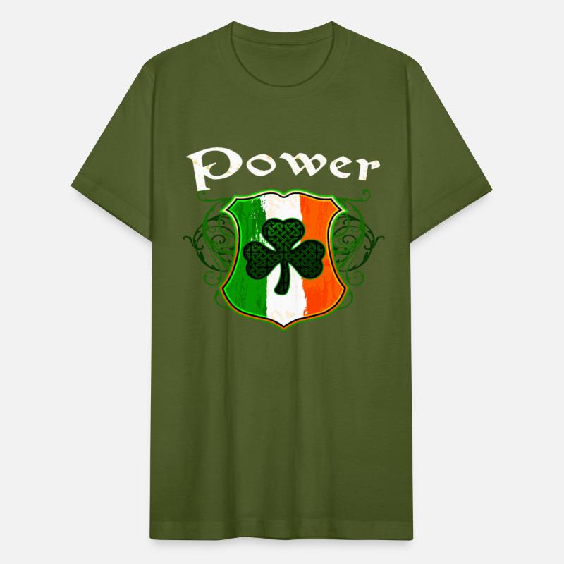 Power Irish Surname Ireland Flag Shield Shamrock