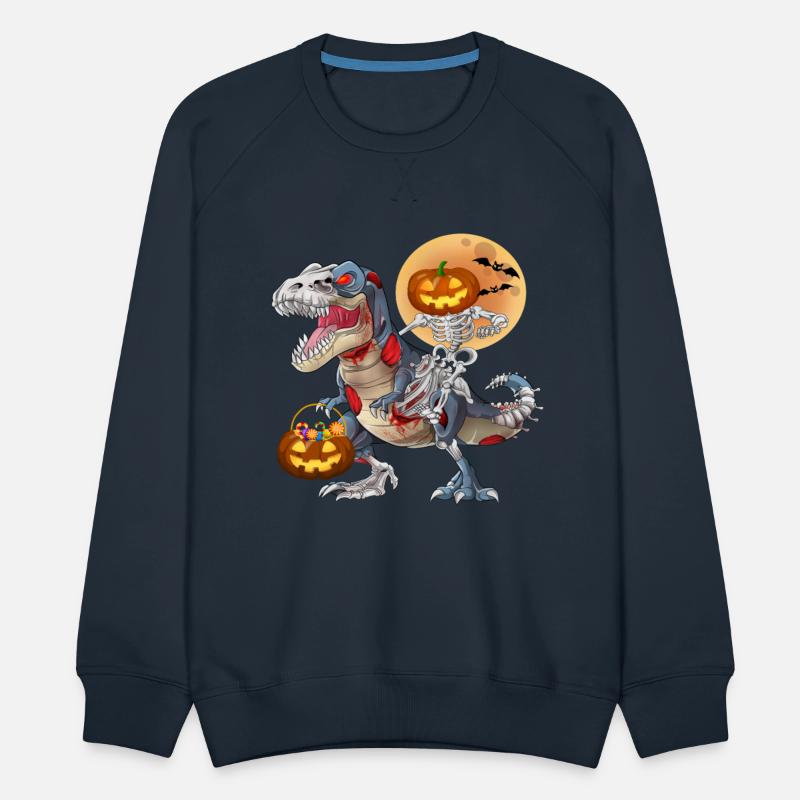 Pumpkin Skeleton Riding Zombie Dinosaur Halloween