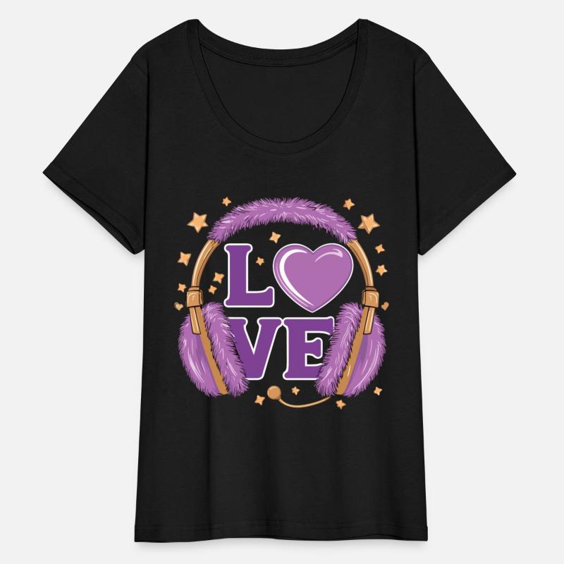 Purple Love Music Headphones with Stars and Heart