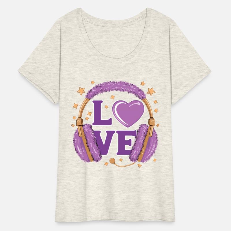 Purple Love Music Headphones with Stars and Heart