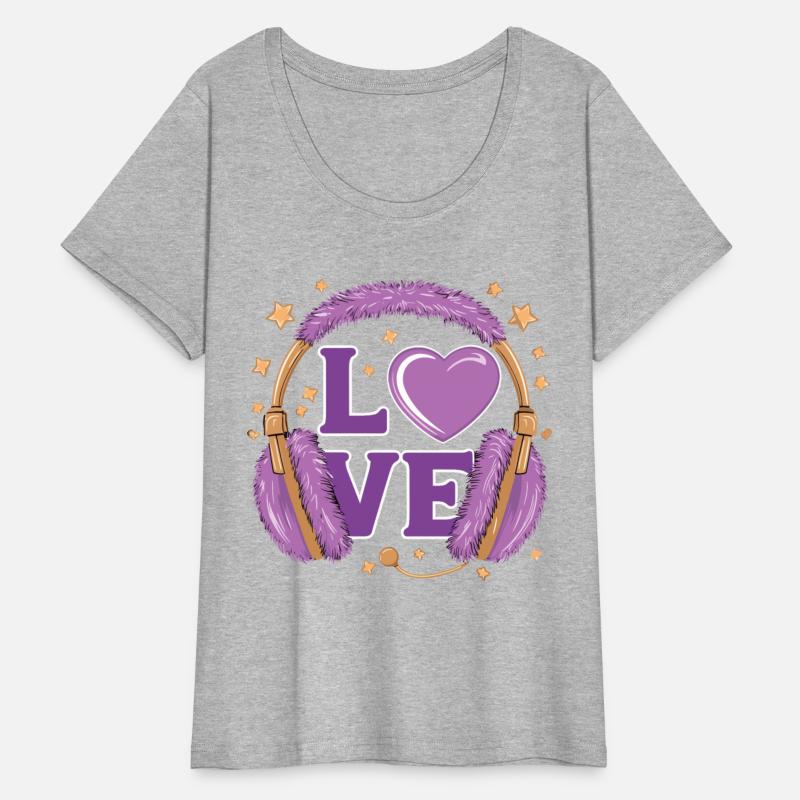 Purple Love Music Headphones with Stars and Heart