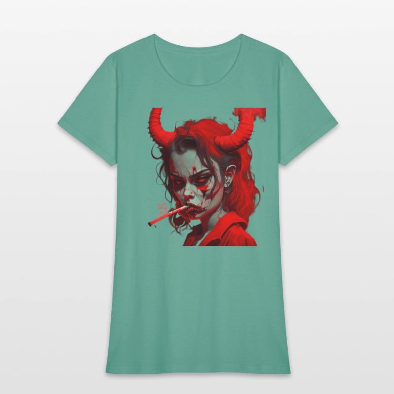 red devil girl smokes a cigarettе