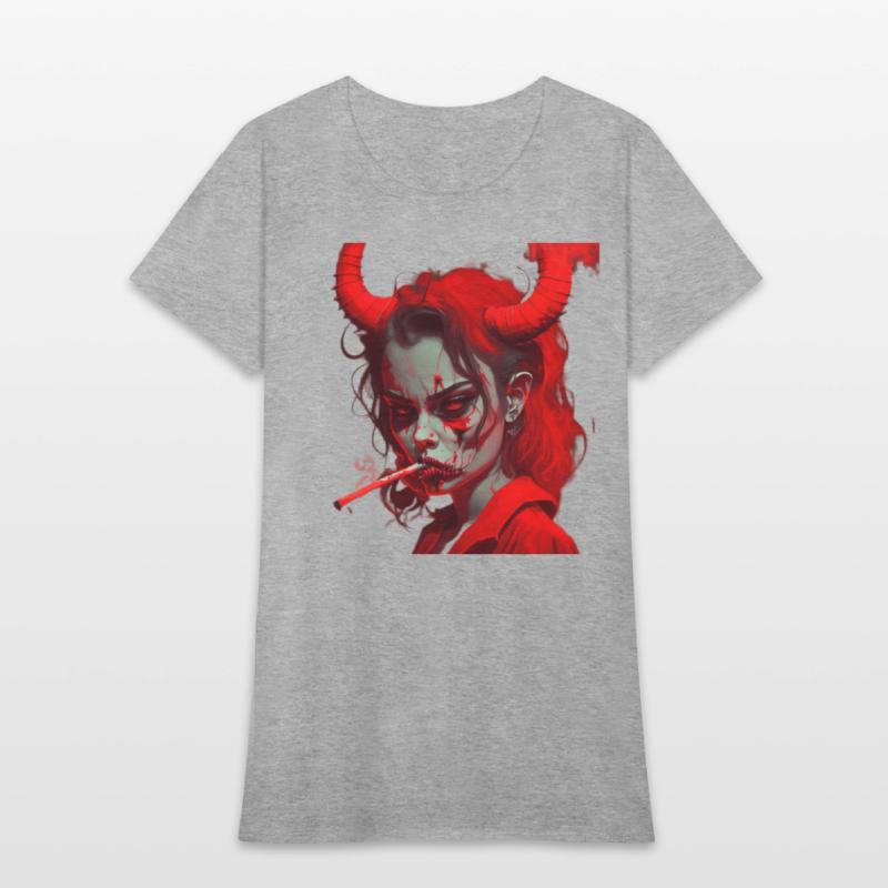 red devil girl smokes a cigarettе