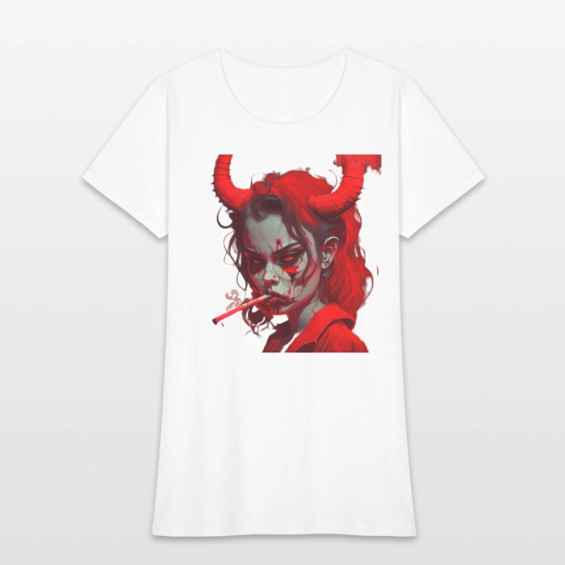 red devil girl smokes a cigarettе